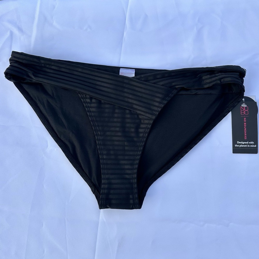 NWT BLACK BIKINI BOTTOM Juniors Size XL (15-17) No Boundaries Waist 36" Swimwear